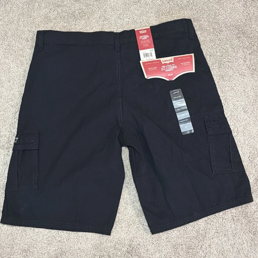 Levi's Relaxed Fit XX Black Cargo Shorts Men's 34x10 Adjustable Waist 18H